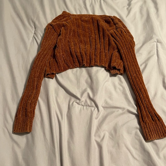 Girls brown crop top cardigan - Picture 3 of 5